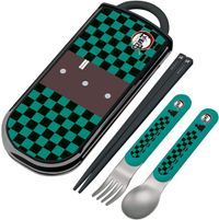 스케이터 아동용 Ag+ 항균 트리오 세트 젓가락 스푼 포크 귀멸의 칼날 카마도 탄지로 일본제 TACC2AG-A