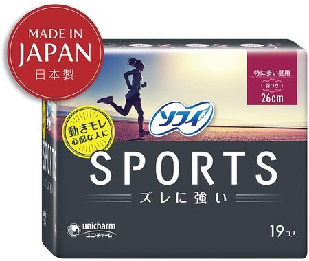Sanitary napkins Sofy SPORTS For heavy flow during the day With wings 260 26cm 1 pack (19 pieces) Unicharm