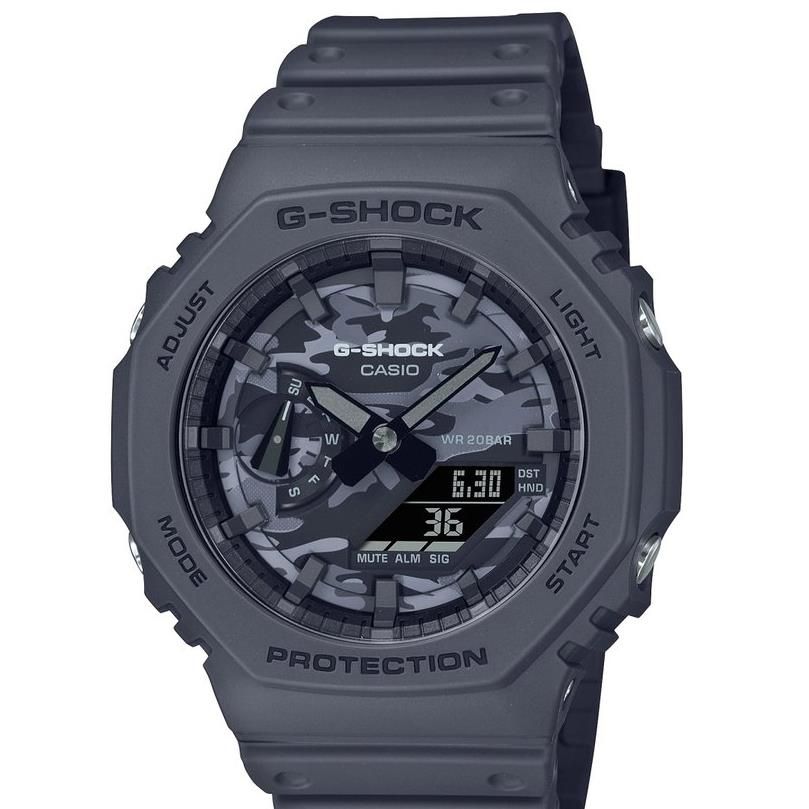 [G-SHOCK]表盘迷彩实用程序GA-2100CA-8AJF Octagon Camoufla图案男士颜色：灰色