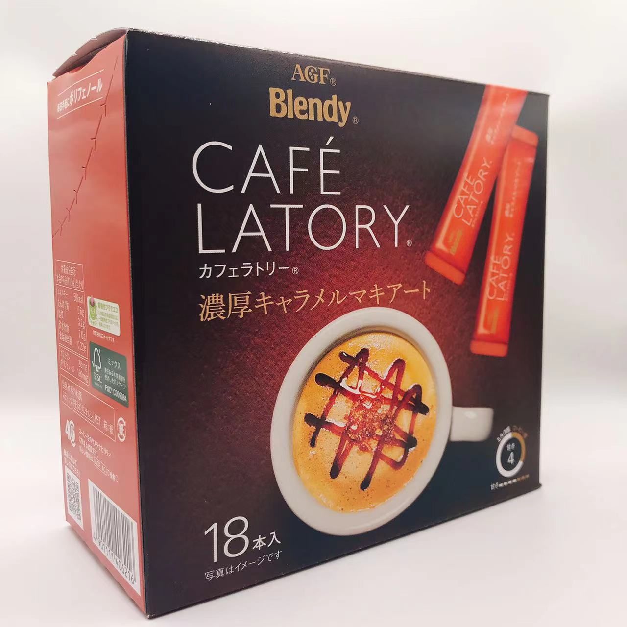 AGF Brendy Cafe Ratery Stick Coffee丰富的Charamerma Kiart（11.5g * 18件）