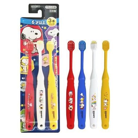 EBISU Children's Toothbrush B-6362 Snoopy, Ages 6 and Up, 3-Pack, Soft