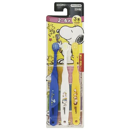EBISU エビス 子供ハブラシ B-6361 スヌーピー 2〜6才 やわらかめ 3本パック