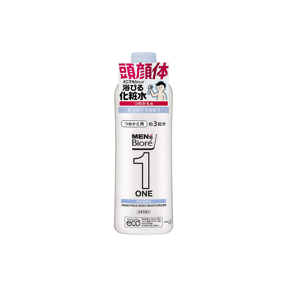 花王 Men's Biore/蜜妮男士 花王 男士碧柔 ONE 全身化妝水 噴霧 清爽保濕型 補充裝 340ml