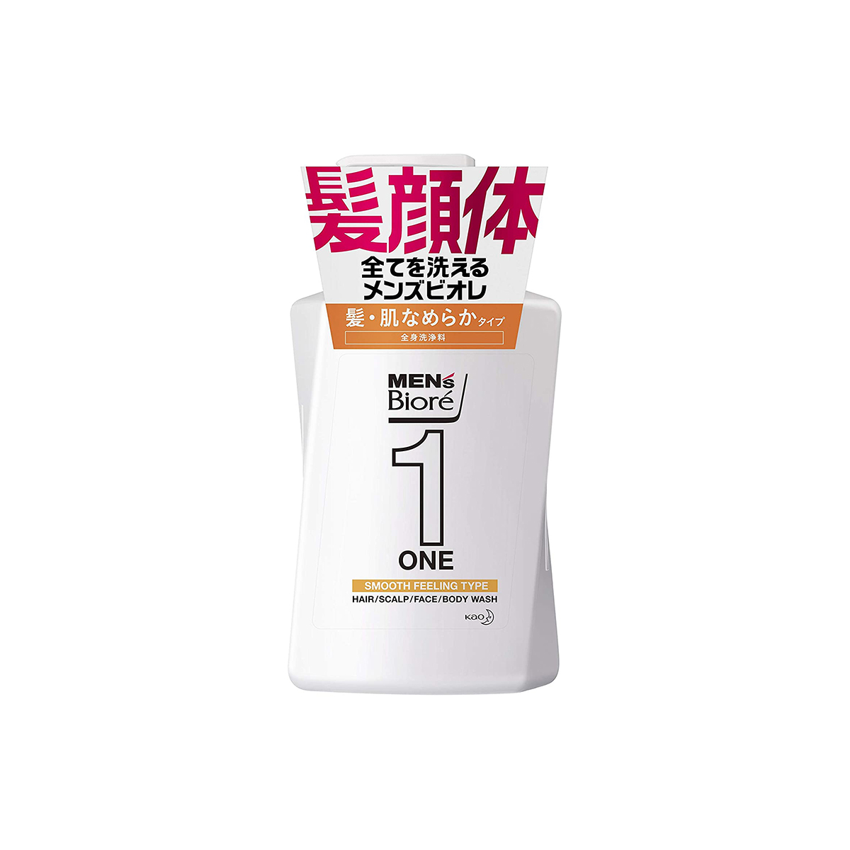 花王 Men's Biore/蜜妮男士 花王 男士Biore ONE 全效合一全身潔淨露 髮膚柔順型 花香皂香味 按壓瓶 480ml 《頭髮・臉部・身體皆可使用的男士Biore》沐浴乳