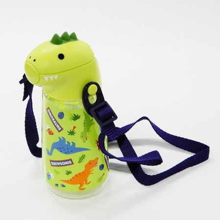 Skater Dinosaur Pattern Boys Children's Die-Cut Straw Water Bottle PSHC4DK 420ml