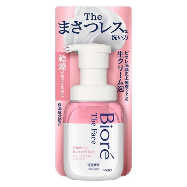 비오레 더 페이스 딥 모이스트 화이트 사봉 향 200mL 생크림 거품 펌프 카오
