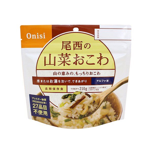 【비상식량】 오니시식품 오니시의 밥 알파미 산나물 찰밥 5년 보관(1식분)