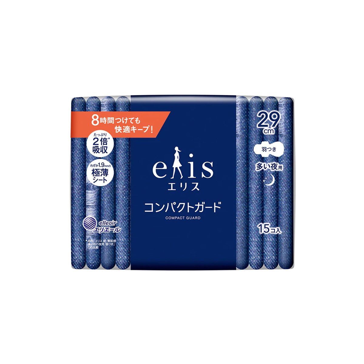 大王製紙 elis Daio Paper Ellis緊湊型防護罩，有許多夜翼29厘米（15件）