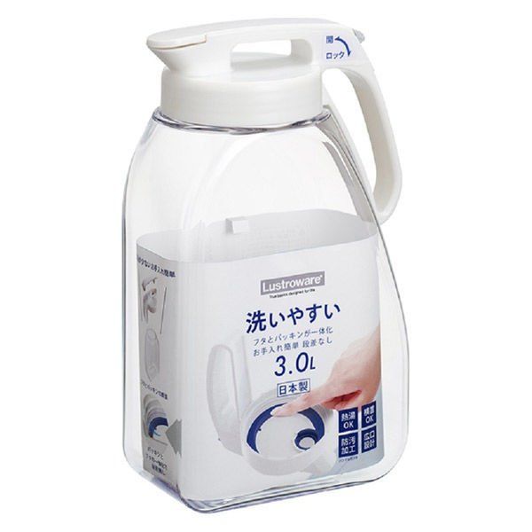 Iwasaki Industry Seamless Water Pitcher 3.0 L, Boiling-Water Safe, Made in Japan, K-1287W, 1 Piece