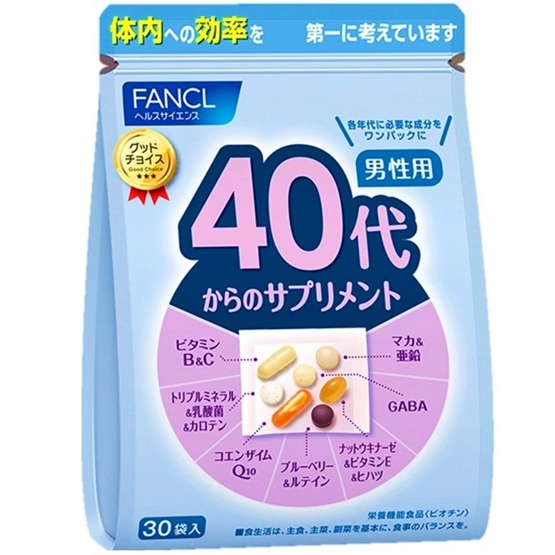 FANCL Men’s Supplement Pack for Your 40s, 15–30 Day Supply (30 Packets)