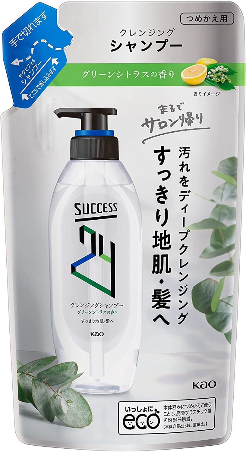 花王 Success 24 清洁洗发水，清爽绿色柑橘香味，补充装，280ml