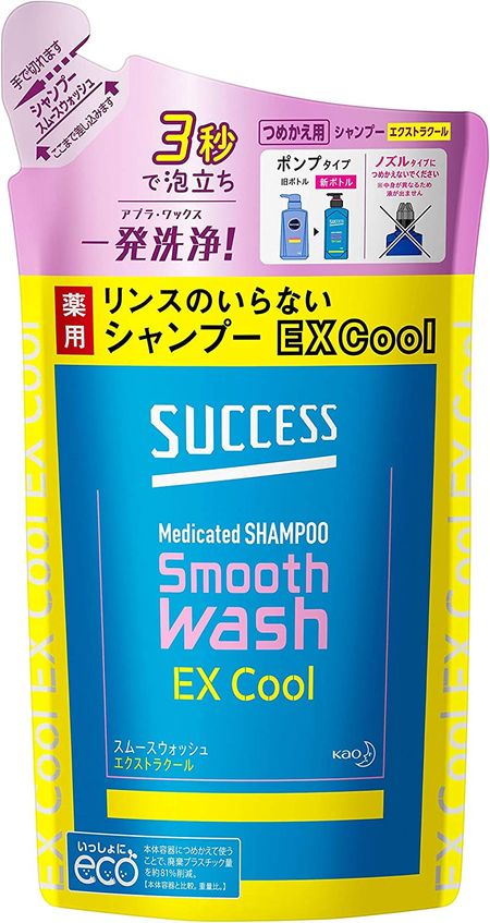 花王 Success 免洗药用洗发水 Smooth Wash Extra Cool 补充装 320ml