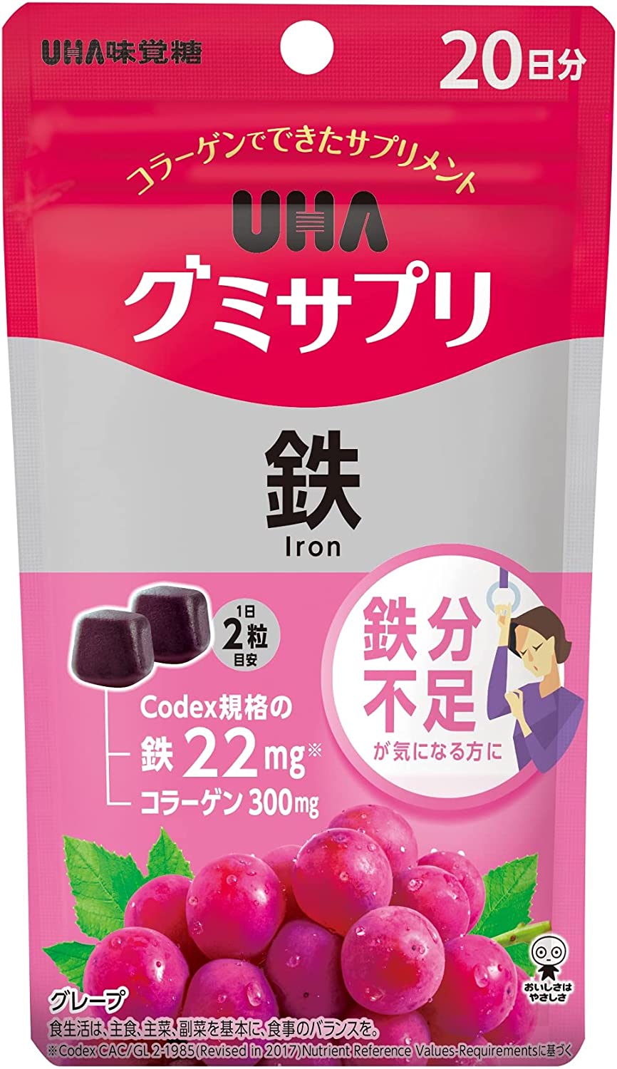 UHA味覚糖 UHAグミサプリ鉄＆葉酸 60粒 60日分 - 健康用品