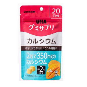 UHA flavored sugar gummy supplement Calcium 20 days for 40 tablets mango flavor