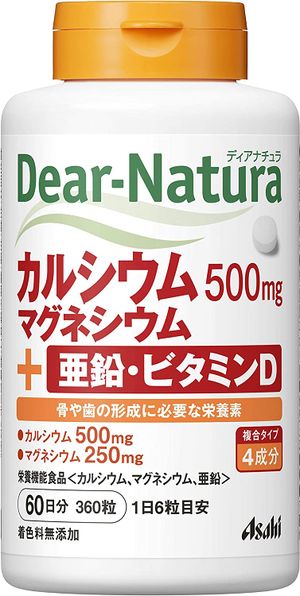 Asahi Diana Tula 칼슘, 마그네슘, 아연, 비타민 D 360 정제 (60 일)