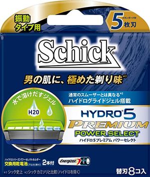 Schick 5-blade Hydro 5 Premium Replacement Blades, Pack of 8, Includes 2 Alkaline AAA Batteries, Men's Razor