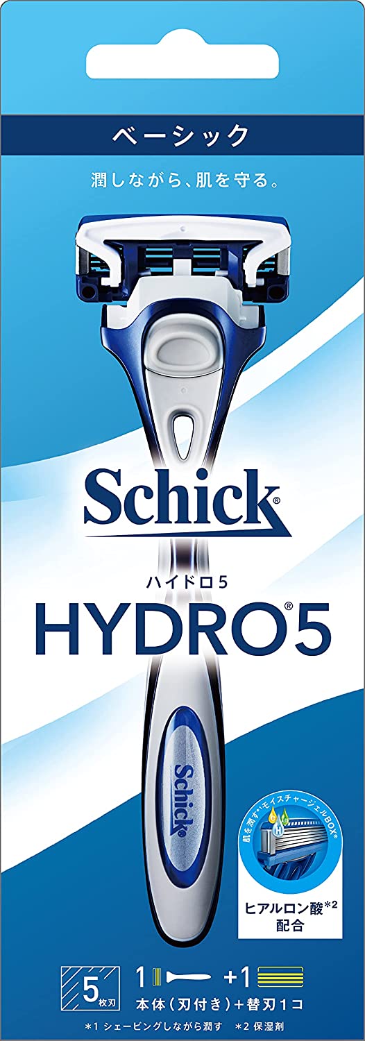 Schick 舒適牌 Schick Hydro Schick（Chic）Hydro 5基本支架（帶有刀片+1個替換刀片），帶有皮膚防護5葉片藍色