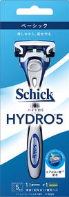 Hydro Schick Hydro5 Basic Holder (with blade + 1 replacement blade) with Skin Guard, 5 blades, Blue