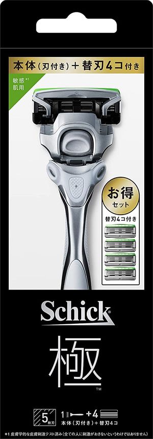 SCHICK (Chic) Extreme Kiwami Combo pack for sensitive skin (with holder blade+4 replacement blades) Kiwami 5 blades