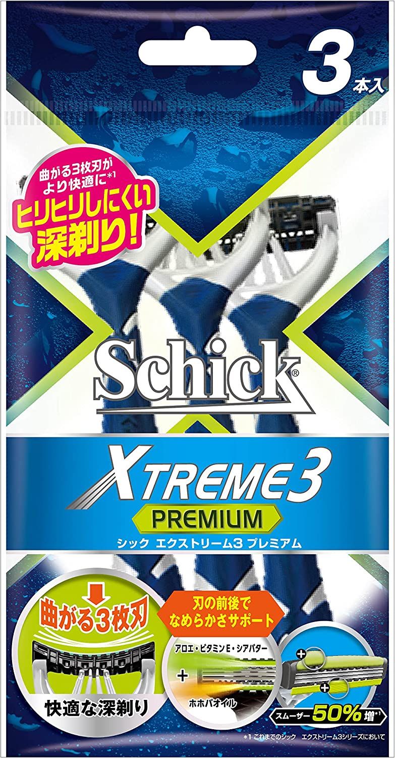 シック Schick エクストリーム3 3枚刃プレミアム (3本入) | ドコデモ シック・ジャパン schick シック エクストリーム3 大容量パック 6本入 カミソリ