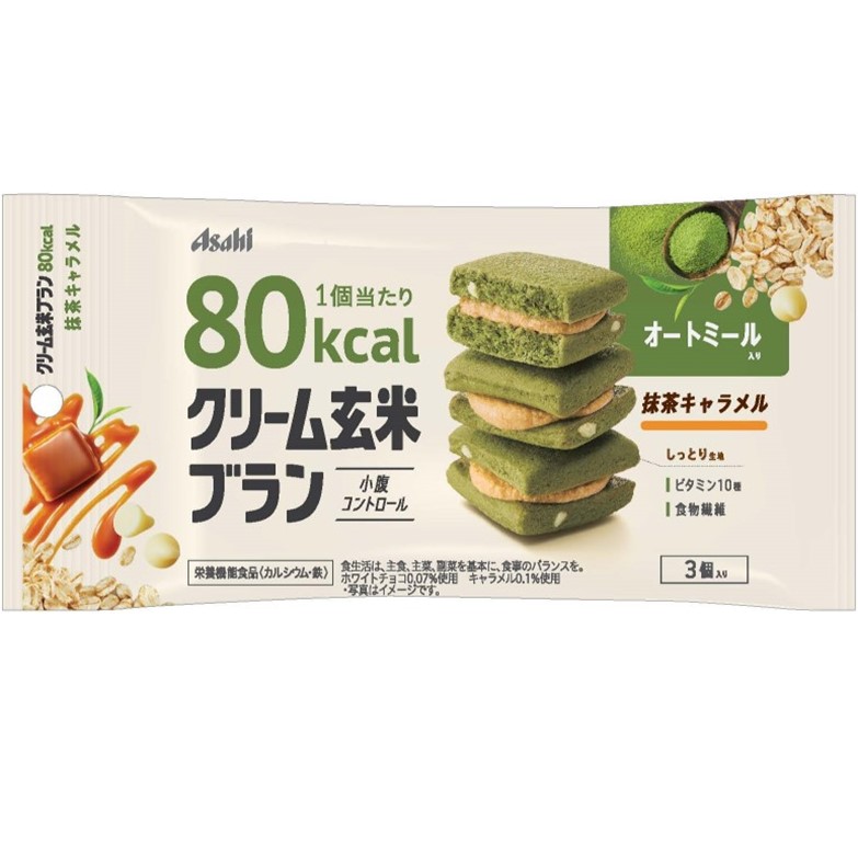 朝日食品集團 玄米夾心餅乾系列 Asahi 自然糙米計畫 抹茶焦糖味 80kcal 54g