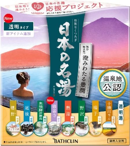 Bathclin Japanese Famous Hot Springs Clear and Rich Bath Additives Hot Spring Type Bath Additives Expressing Emotions with Color and Fragrance Set 30g x 14 Packets