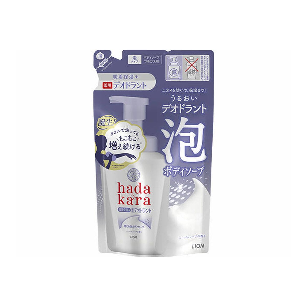 Lion Hadakara Body Soap Foam Herbal Soap Fragrance Refill 440ml