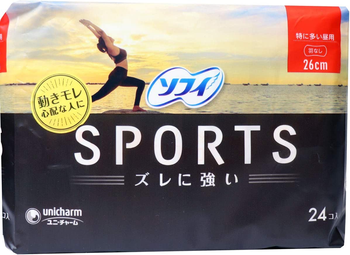 unicharm SOFY/蘇菲 Uni -Charm Sophi Sports（運動）通過餐巾紙錯位，尤其是許多白天羽毛26厘米24張紙
