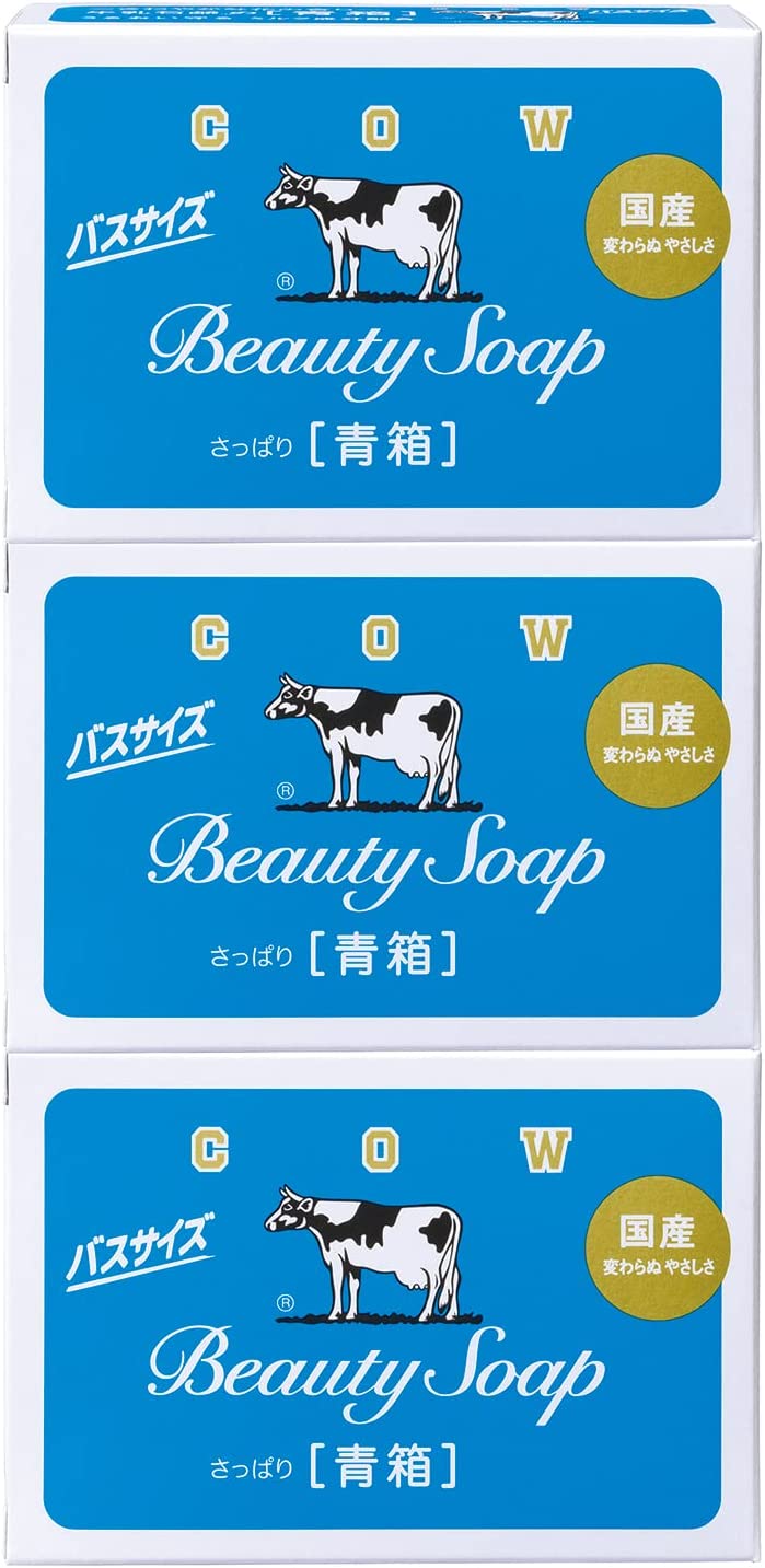 牛乳香皂公斤社 牛乳石鹼 藍盒 牛品牌藍盒公交大小130g x 3包