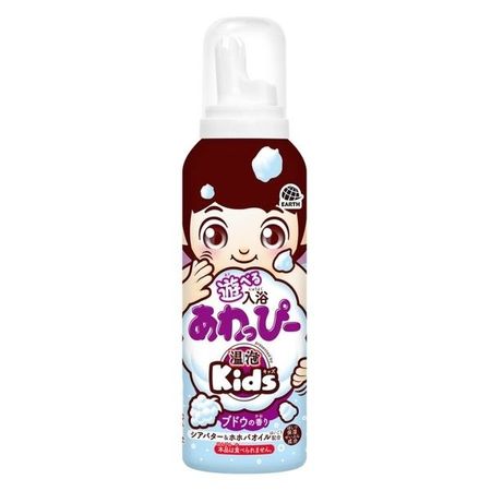 Earth Chemical Onbu Kids Fun Bath Awappy Grape Scent Soft Light Blue Bubbles