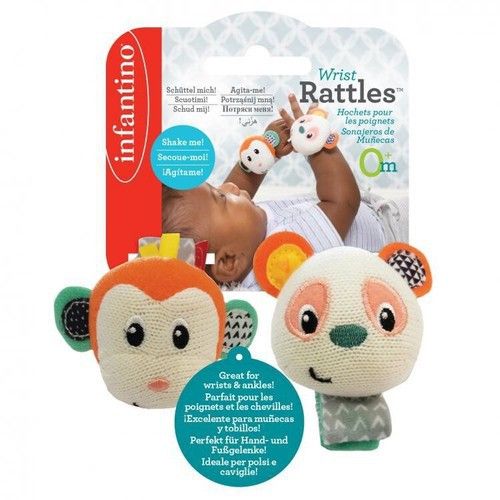 infantino Infantino [Official Japanese Product] Wrist Rattle Monkey and Panda 0 months and up