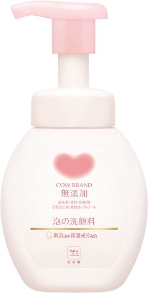 牛奶肥皂牛品牌無添加劑泡沫，帶有面部清潔泵160ml