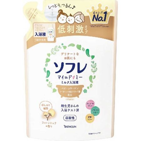 Bathclin Sofre Mild Me Milk Bath Liquid Cotton Milk Scent Refill 600mL