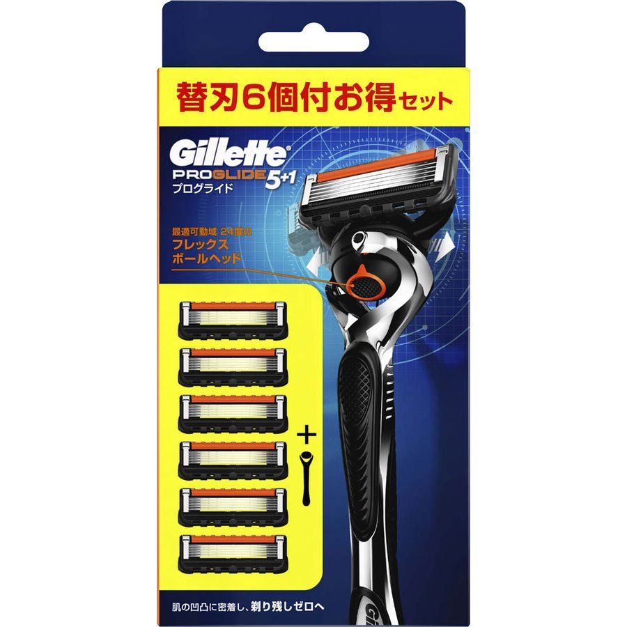 6 개의 교체 블레이드가있는 Gillette Proglide Razor 1