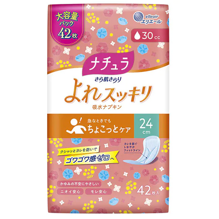 ナチュラ さら肌さらり よれスッキリ吸水ナプキン 24cm ロング 30cc 大容量 42枚入