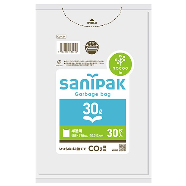 SANIPAK JAPAN 日本Sani Pack Nocoo垃圾袋30L厚度0.013半透明30件（CUH34）