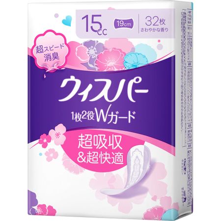 日本宝洁护垫 2合1双重防护 阴道分泌物保湿护理 15cc 32片装