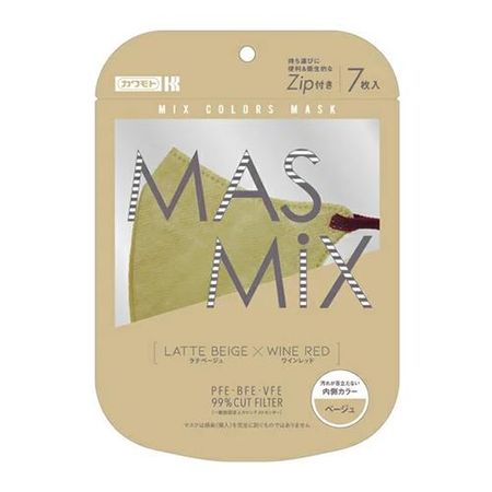 Kawamoto MASMIX Mask 7 Latte Beige x Wine Red
