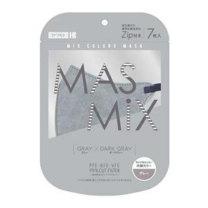 川本 MASMIX设计感口罩 7入 灰色x深灰色