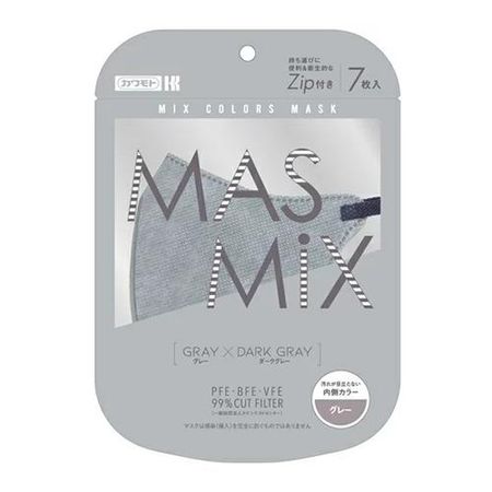 Kawamoto MASMIX Mask 7 pieces Gray x Dark Gray