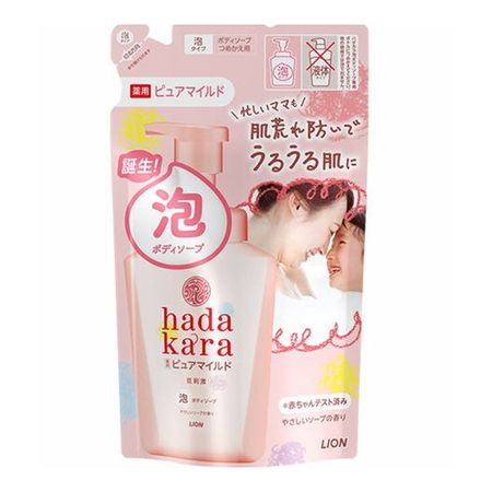 狮王 hadakara 泡沫沐浴露 药用纯温和 补充装 440ml 温和皂香