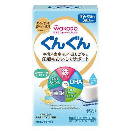 Wakodo Follow-up Milk Gungun Stick Pack 14g x 10 sticks Powdered milk [Around 9 months to 3 years old]
