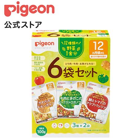 Pigeon 贝亲 食品教育食谱 蔬菜 100g x 6袋 套装 [12个月起] 婴儿辅食 1件