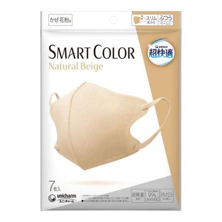 초쾌적 마스크 SMART COLOR(스마트 컬러) 일반 사이즈 7매입 (내추럴 베이지)
