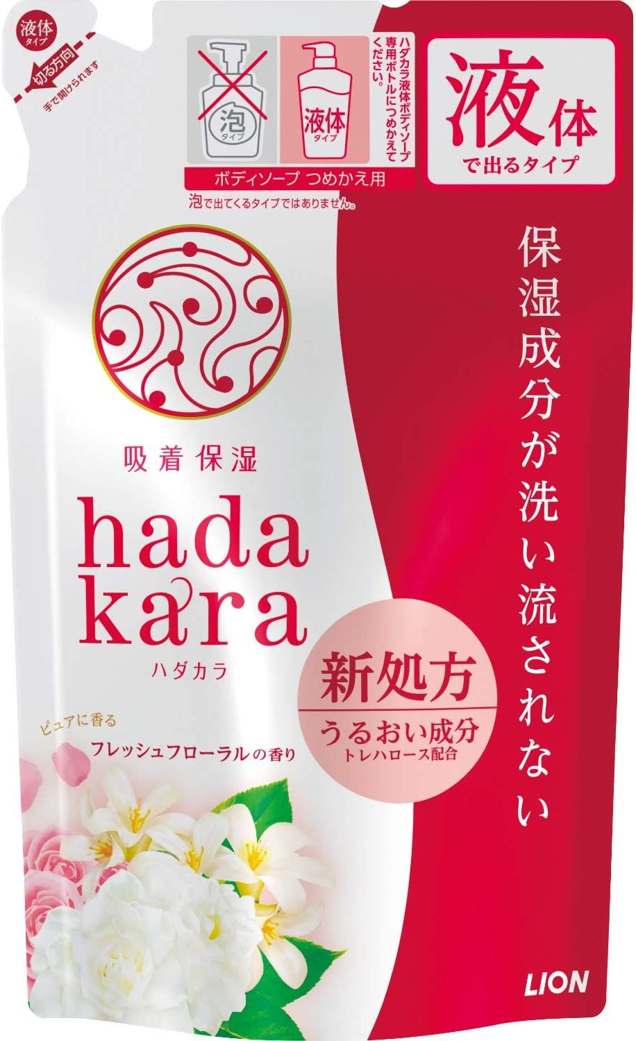 Lion Hadakara Body Soap Fresh Floral Refill 360ml