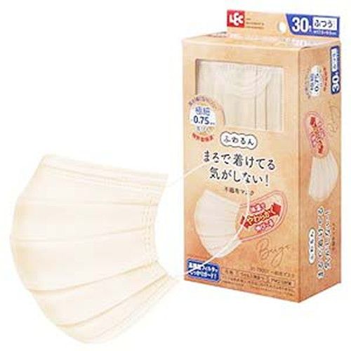 Leck Extra -fine ear string mask fluffy (normal size 30 pieces) Beige