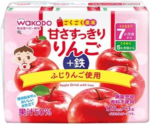 Asahi Group Foods Wakodo Very Good Fruit - Refreshingly Sweet Apple + Iron (125ml Paper Pack x 3P)