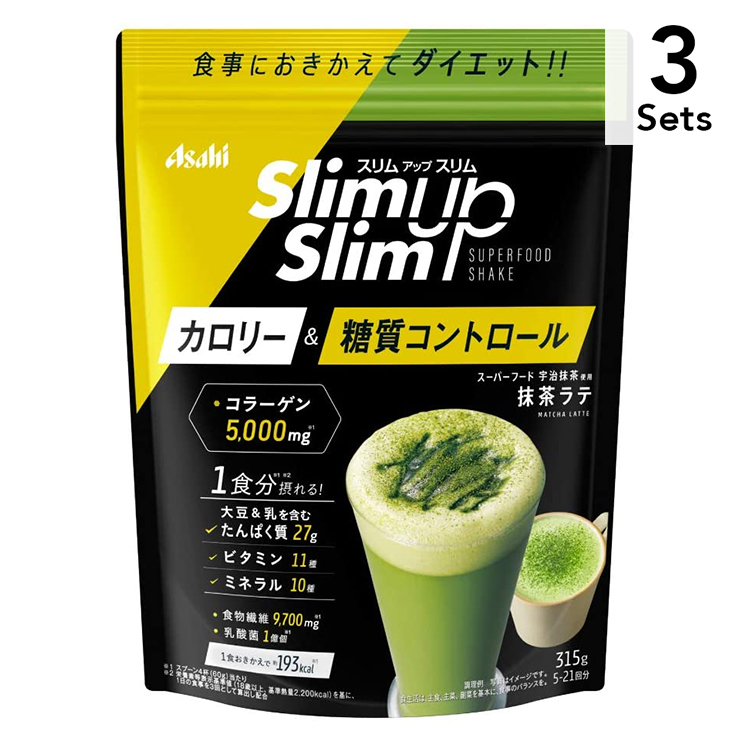 朝日食品集團 Slim Up Slim 【3入組】Asahi 朝日 Slim UP Slim 酵素代餐 抹茶拿鐵 315g