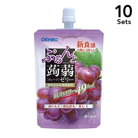 【10入組】ORIHIRO 蒟蒻果凍吸吸包 葡萄口味 130g