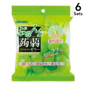 【6个装】ORIHIRO 挤压式低卡蒟蒻果冻 白葡萄口味 6入